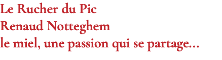 Le Rucher du Pic Renaud Notteghem le miel, une passion qui se partage... 